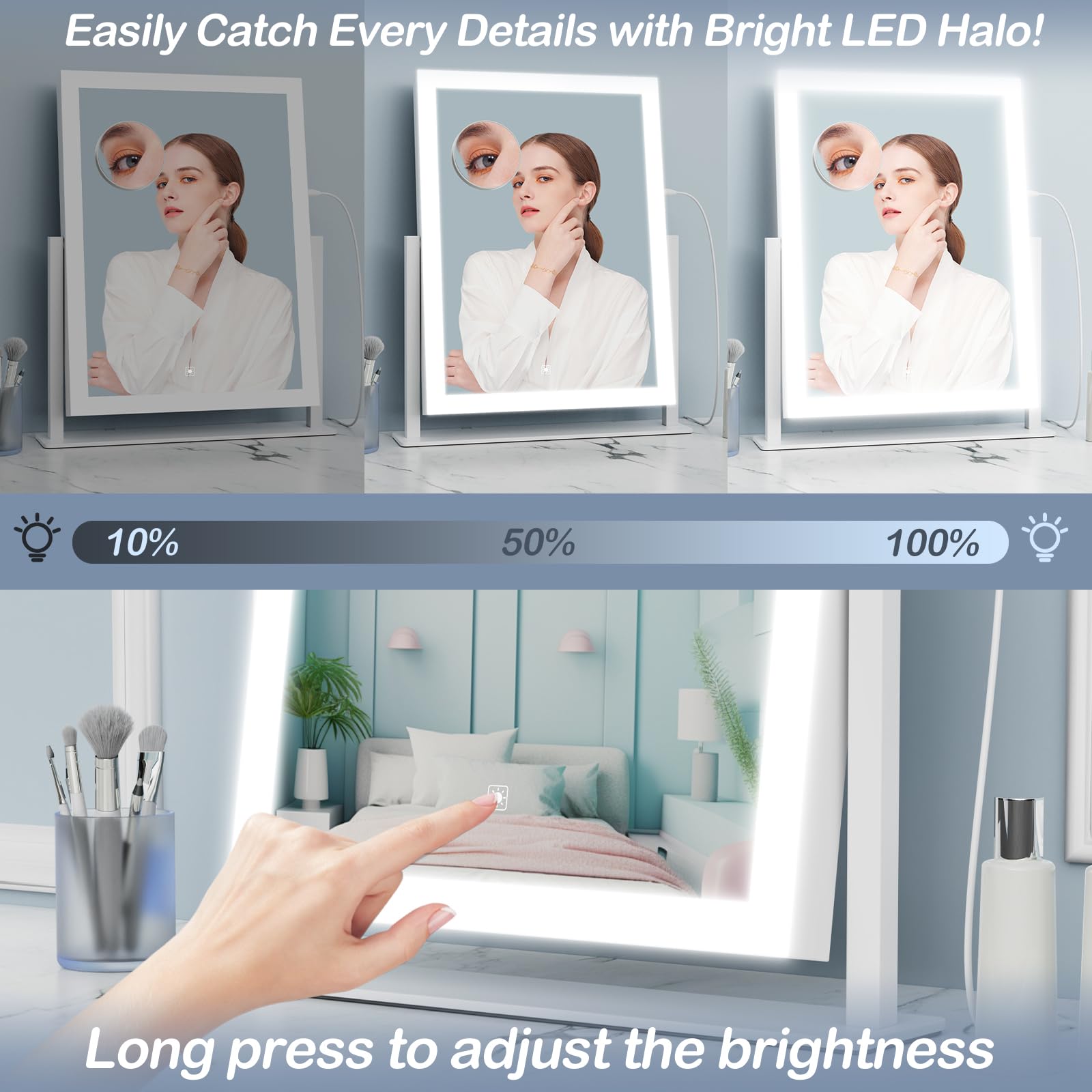 Gvnkvn lighted makeup mirror large size 17.2 by 13.6 inches for wide view.