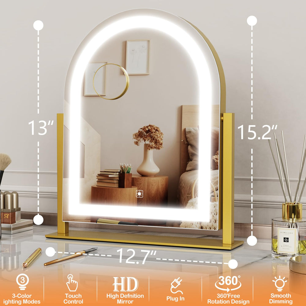 Gvnkvn Lighted Makeup Mirror LED setup highlights vivid color options for day-to-night looks.