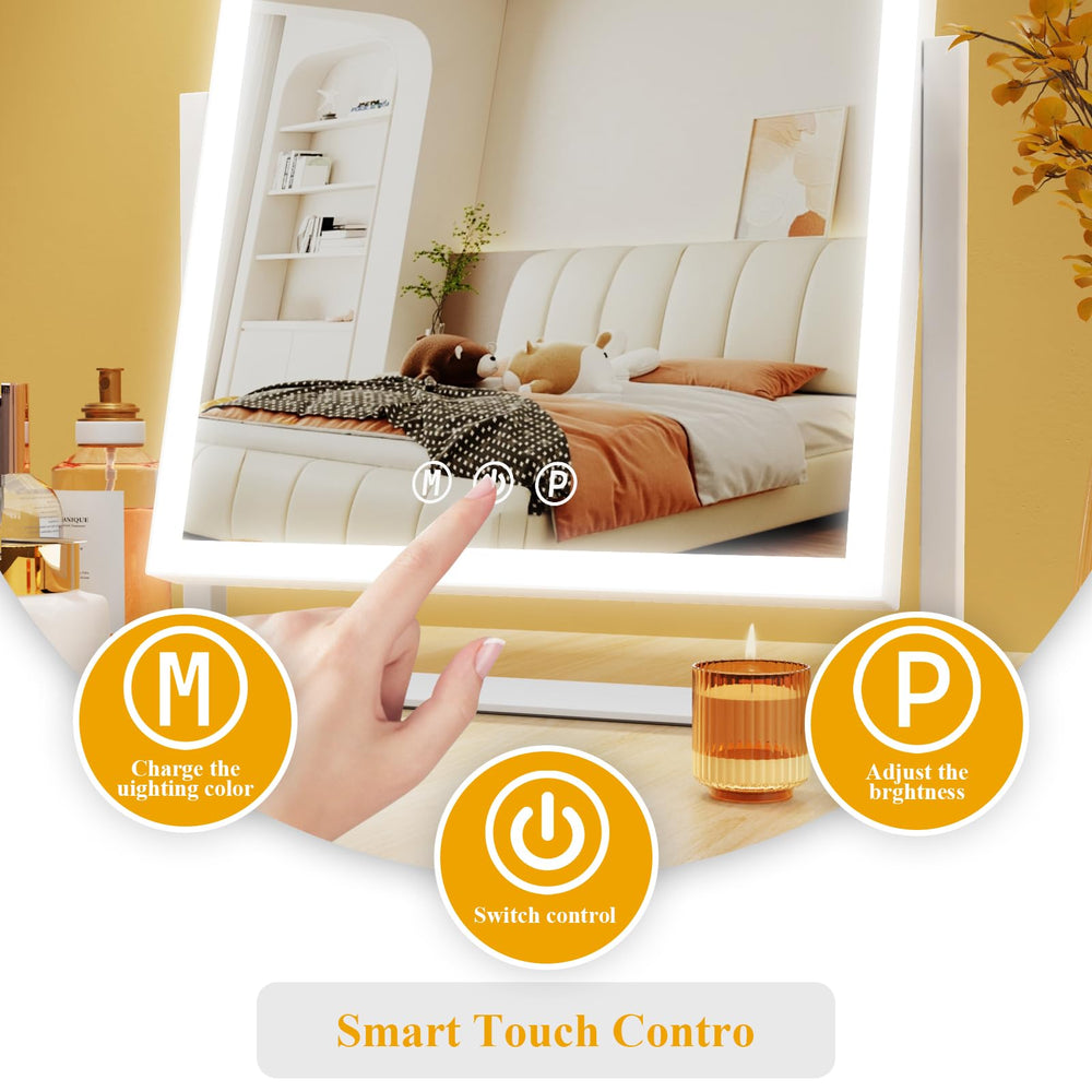 Gvnkvn mirror features smart touch controls and memory for personalized lighting each use.