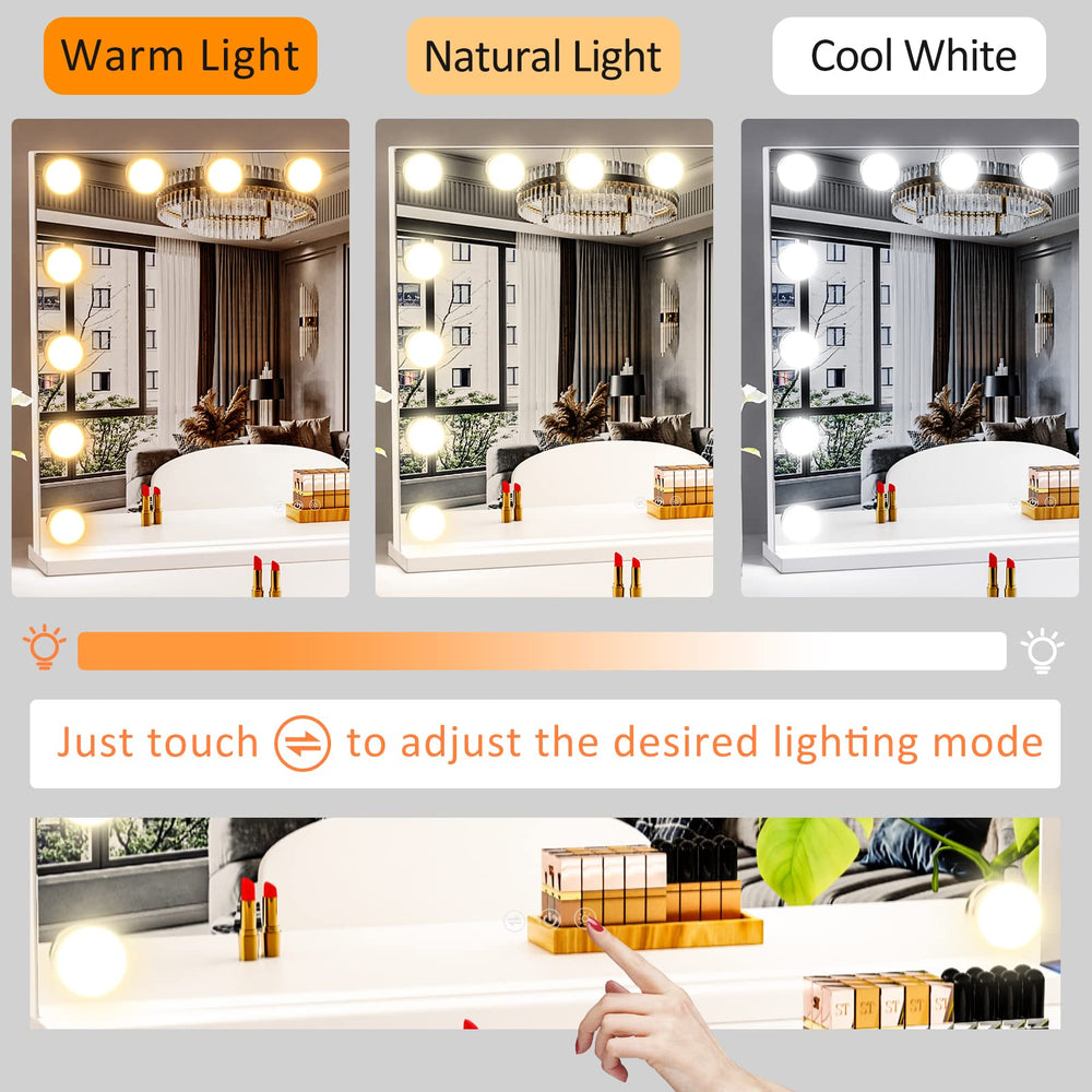 Gvnkvn vanity mirror color temperature options support warm to cool makeup looks