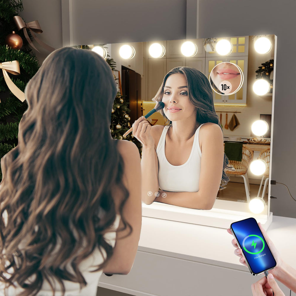 Gvnkvn vanity mirror detachable 10x magnifier for precise detailing.