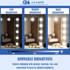 Gvnkvn vanity mirror touch control panel enables quick color and brightness tweaks