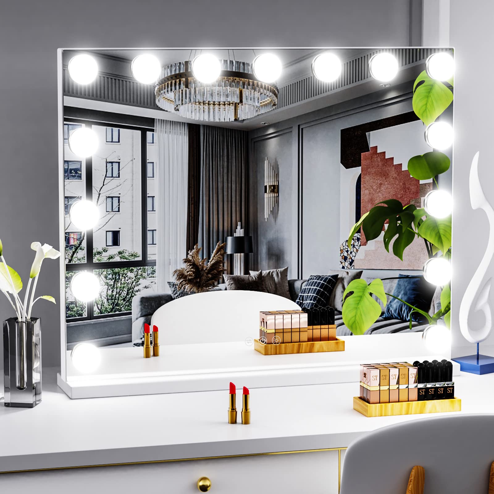 Gvnkvn vanity mirror USB port for quick device charging.