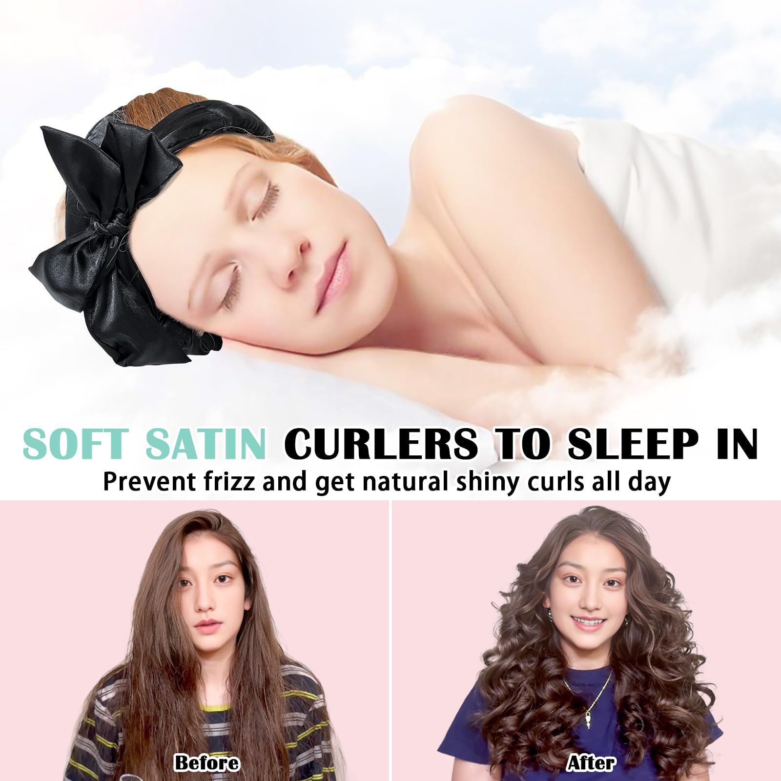 Gwabee 70-inch satin curling rod headband for long hair waves