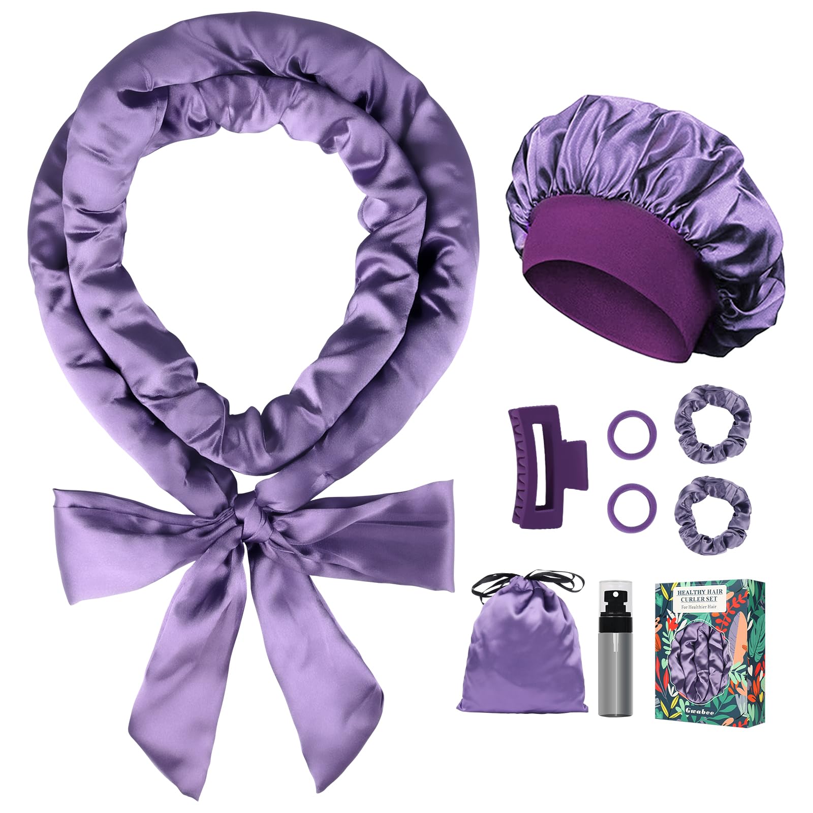Gwabee satin heatless curls headband 70-inch for long-lasting overnight waves