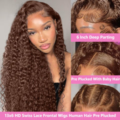 GXTKI Deep Wave Lace Front Wig close-up highlights voluminous natural curls