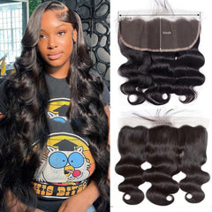 GYAJEP 14inch lace frontal body wave front view for versatile parting and natural look.