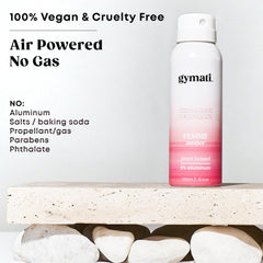 Gymati Fitness Body Deodorant Spray mist application captures quick sweeps after workouts