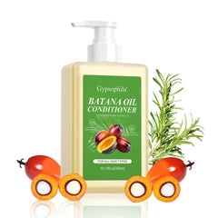 Gypsophila Batana Oil Conditioner bottle highlights nourishing formula for frizz control.
