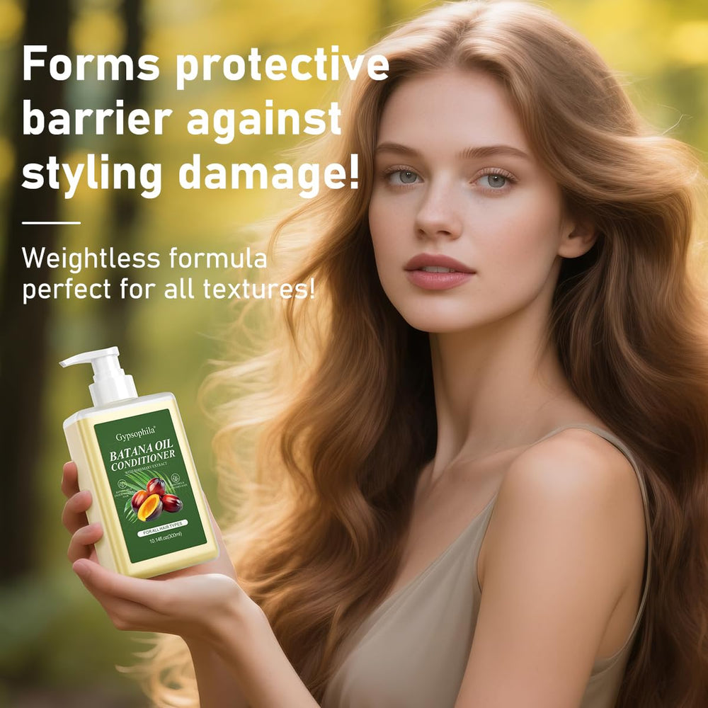 Gypsophila Batana Oil Conditioner bottle labeled sulfate-free, ideal for sensitive scalps.