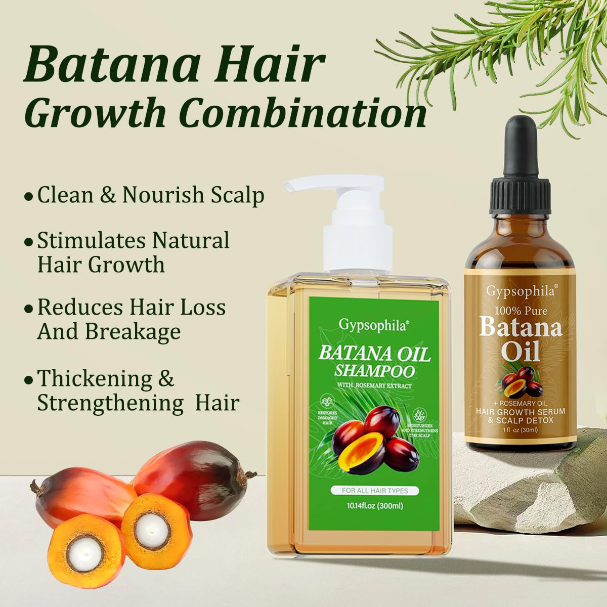Gypsophila Batana Oil Shampoo bottle ready to cleanse and fortify hair