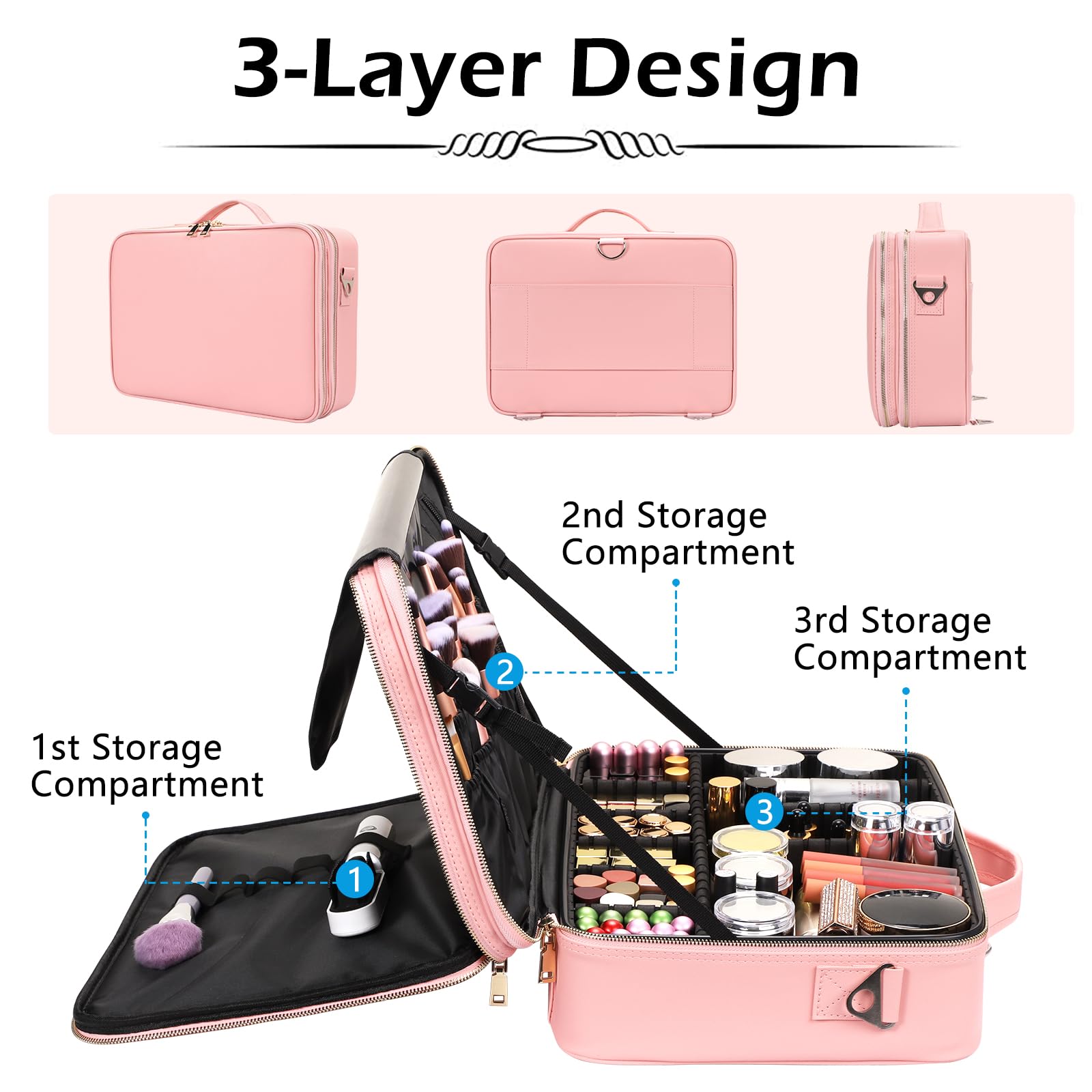 gzcz adjustable dividers inside layout customizes compartments for cosmetics and tools