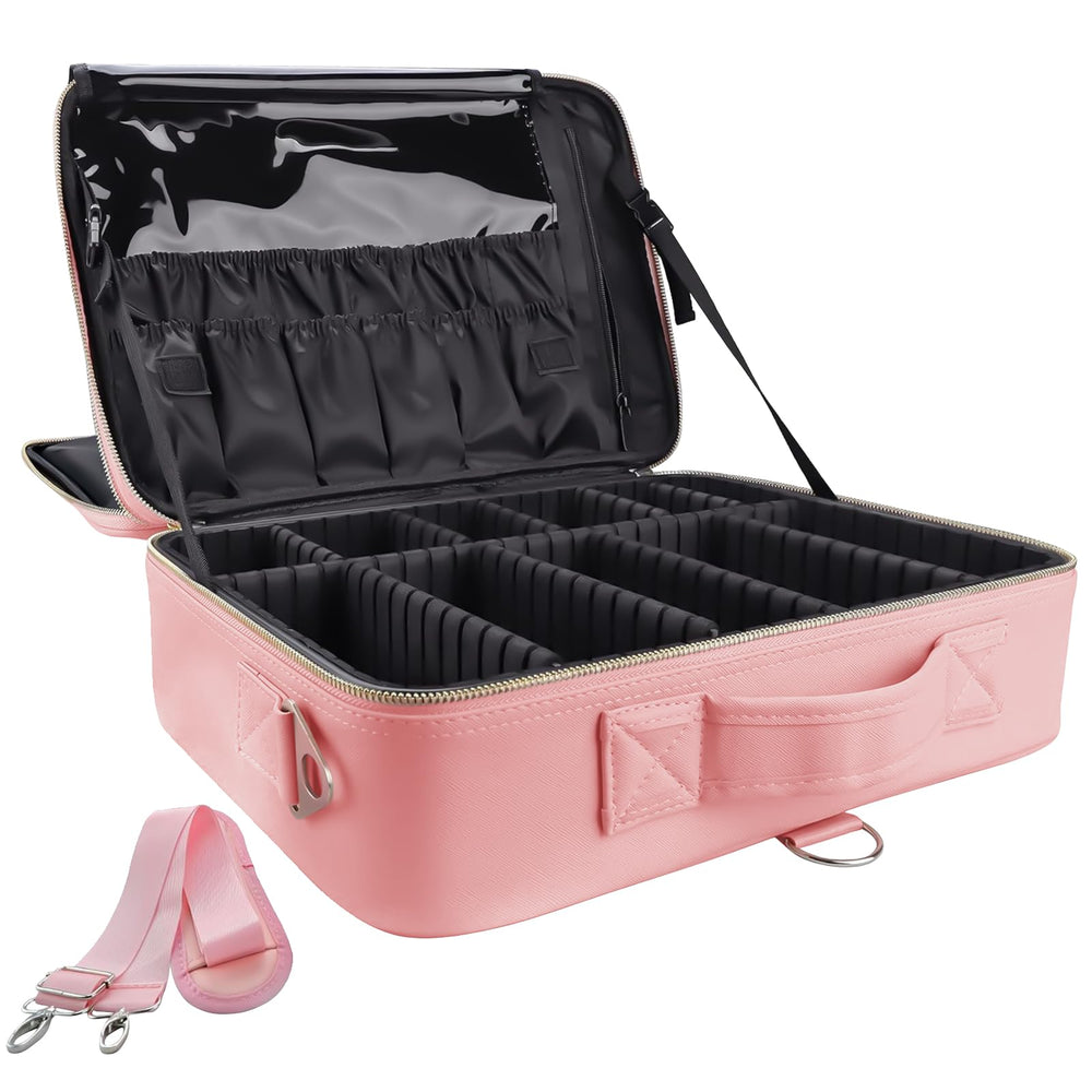 gzcz large-capacity travel makeup case open view offers easy access to cosmetics during trips