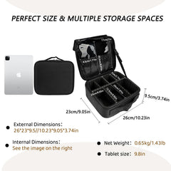 gzcz Travel Makeup Bag adjustable dividers customize space for tools and makeup.
