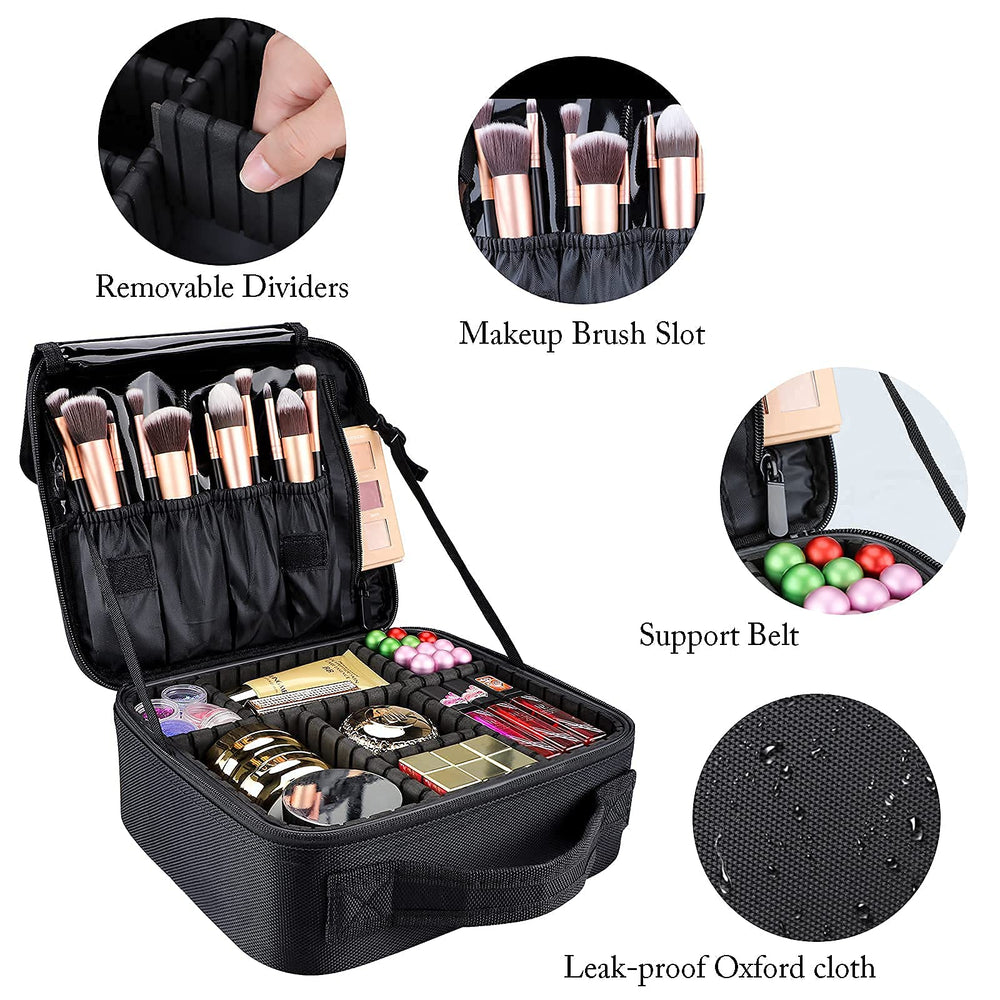 gzcz Travel Makeup Bag multi-use design stores cosmetics and accessories.