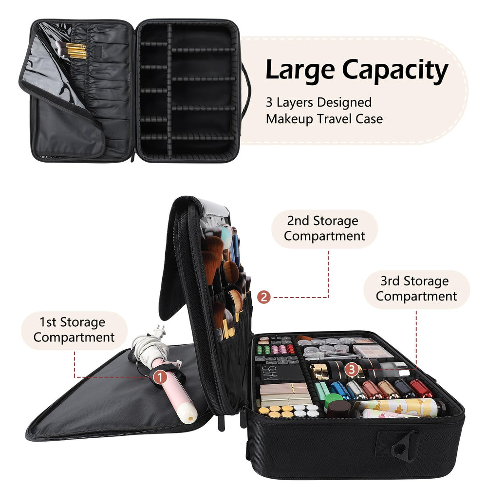 gzcz travel makeup train case with shoulder strap for comfortable hands-free transport