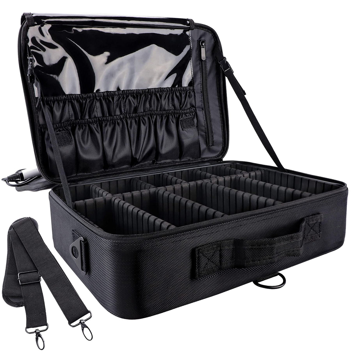 gzcz travel makeup train case shows spacious compartments for organized cosmetics