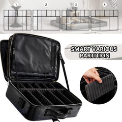 The gzcz waterproof PU leather makeup bag demonstrates a durable, water-resistant exterior protecting cosmetics.