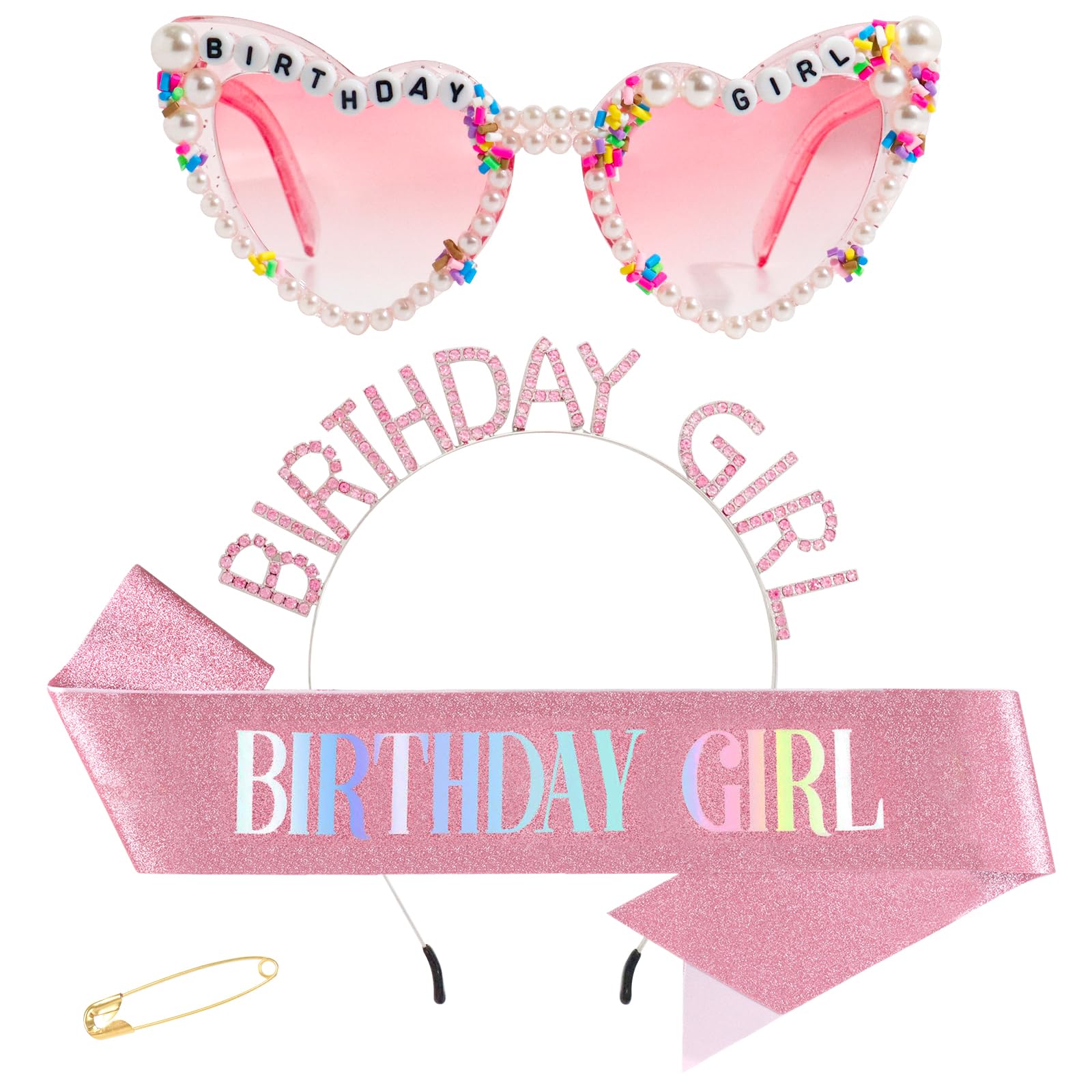 GZJINYUAN birthday sash pink close-up with bold lettering for photo-ready celebrations
