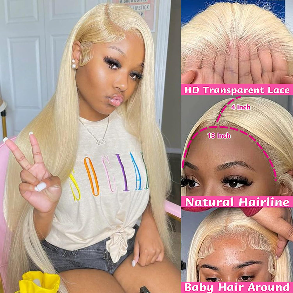 GZX 613 blonde wig 13x4 Swiss lace melts skin tone naturally