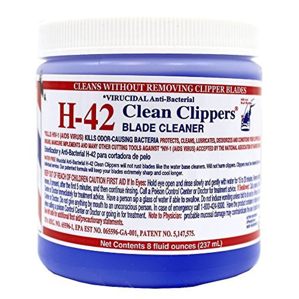 H-42 Clean Clippers Blade Cleaner 8oz bottle sanitizes clippers between clients