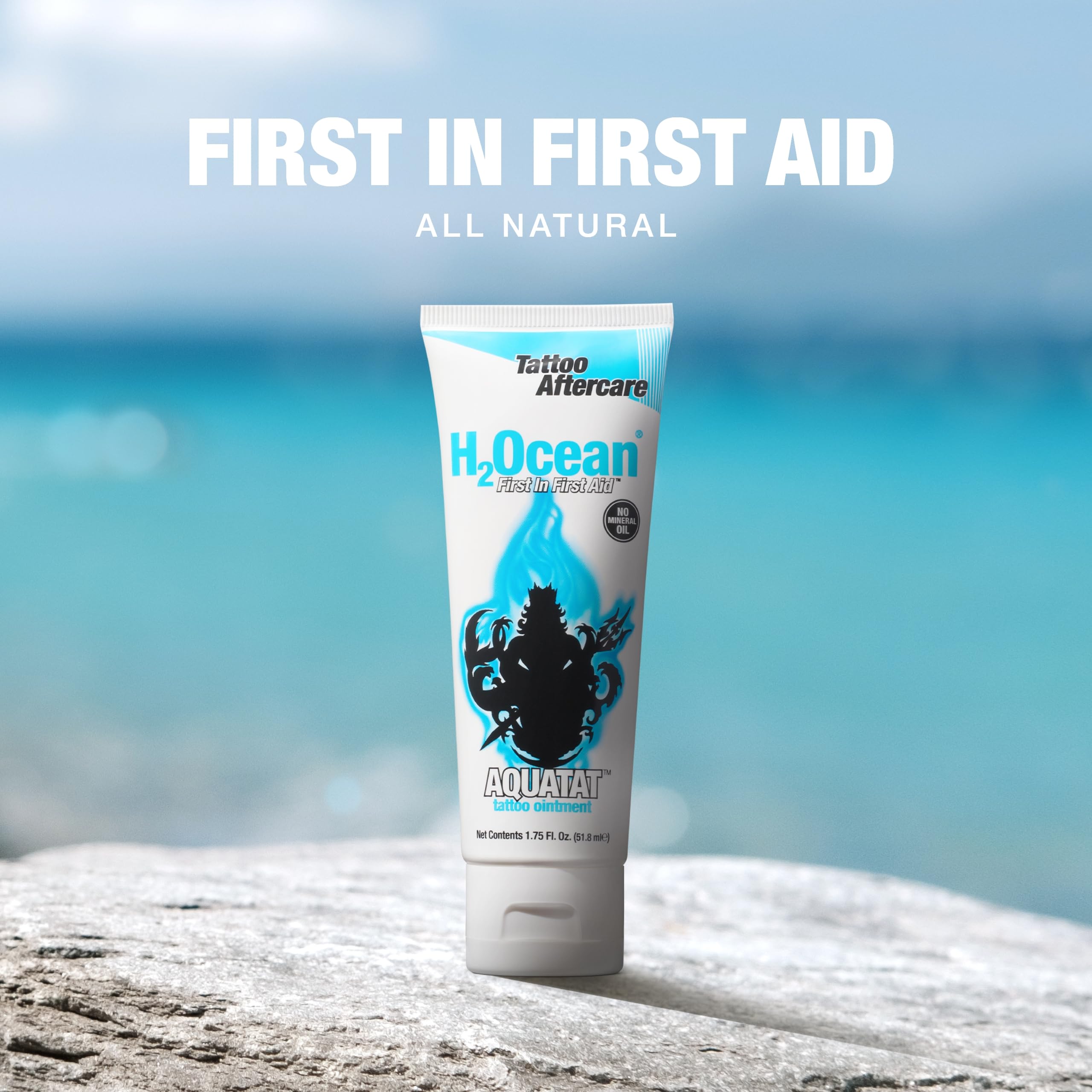 H2Ocean Aquatat fragrance-free bottle ideal for sensitive-skin aftercare.