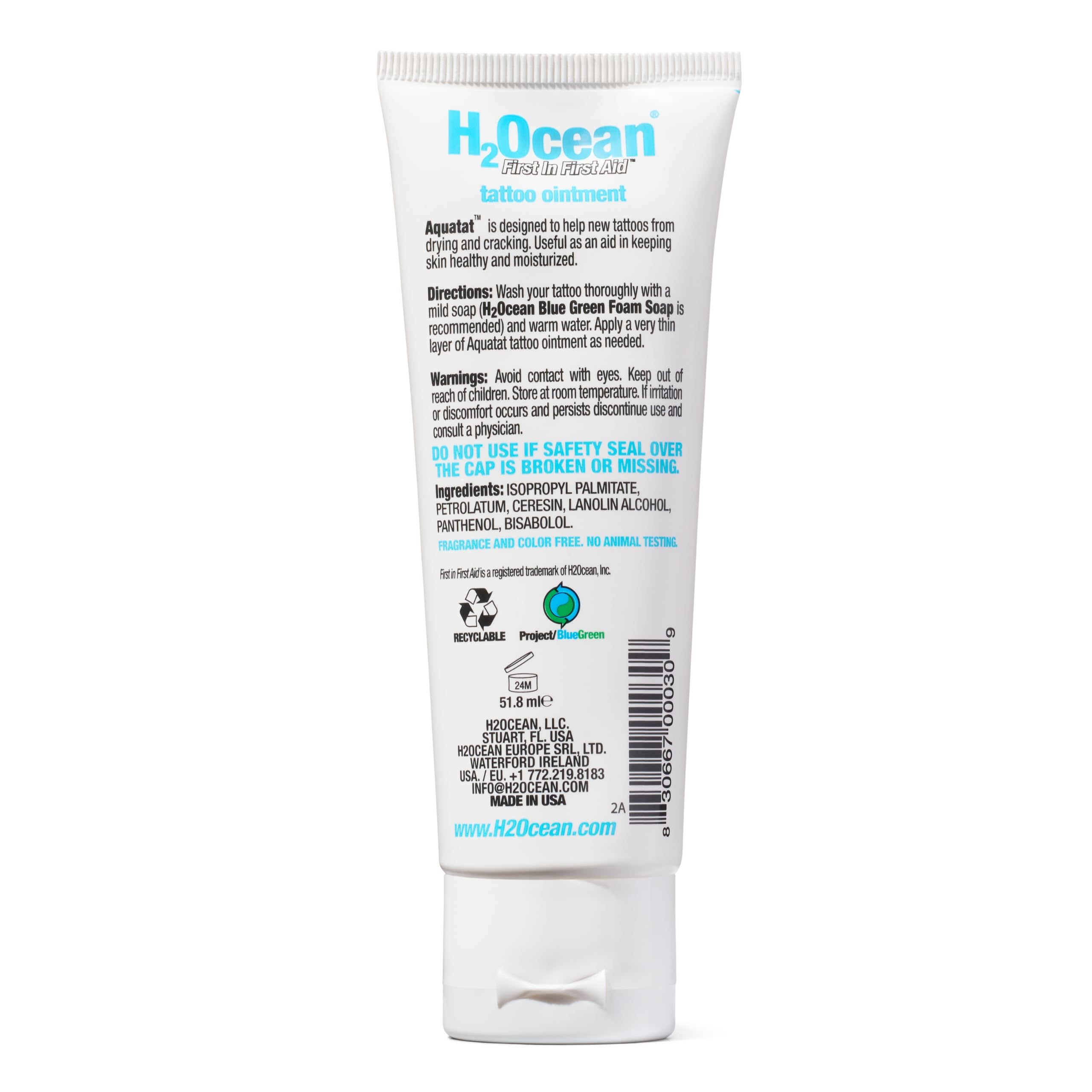 H2Ocean Aquatat tattoo-aftercare routine promotes daily healing-focused care.