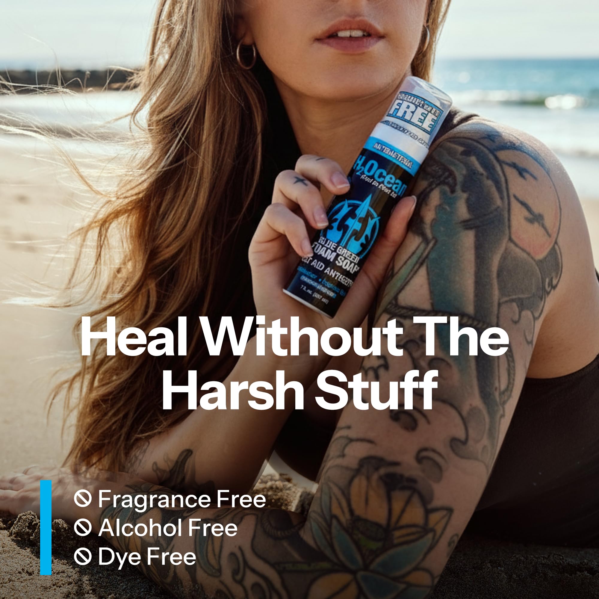 H2Ocean aftercare foam ready for daily tattoo cleansing and hydration