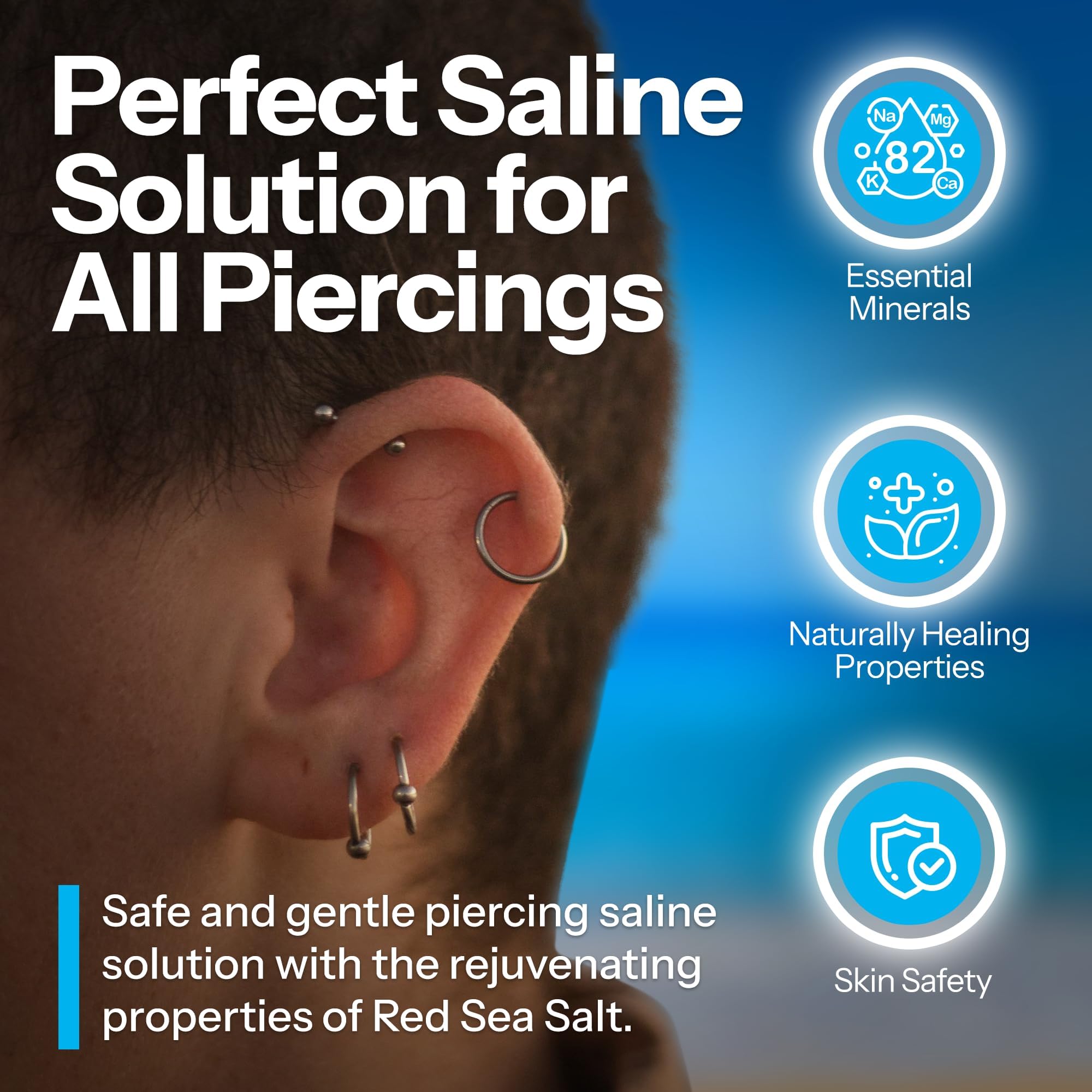 H2Ocean ear nose navel piercing guidance image highlights practical cleansing in daily routine.