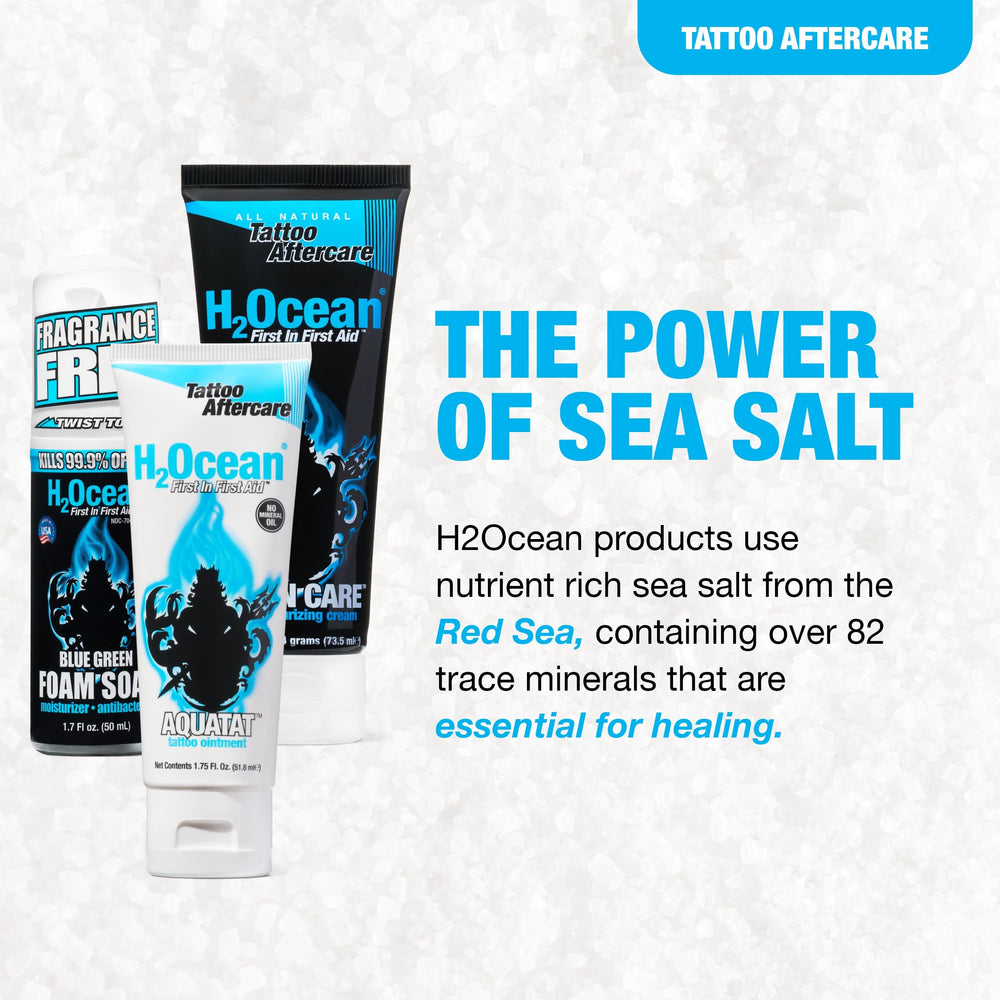 H2Ocean Aquatat ointment tube shown to seal moisture after cleansing