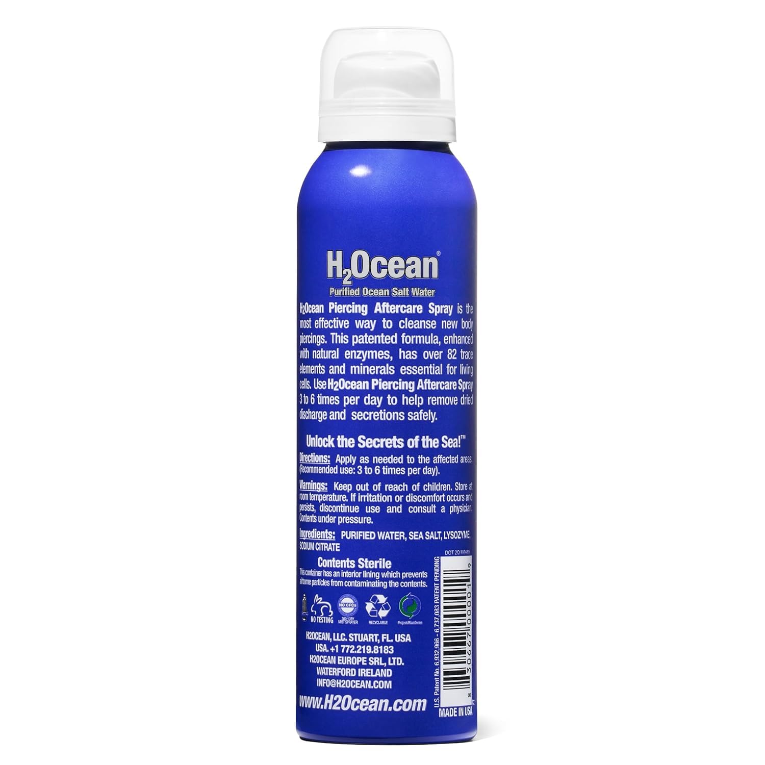 H2Ocean piercing aftercare spray application shot showing quick cleansing between jewelry changes.