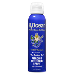H2Ocean piercing aftercare spray bottle front view for gentle cleansing benefits.