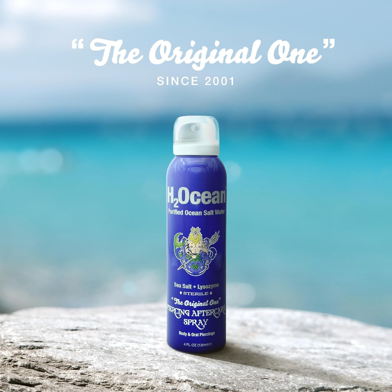 H2Ocean piercing aftercare spray lysozyme detail emphasizing gentle cleansing routine.