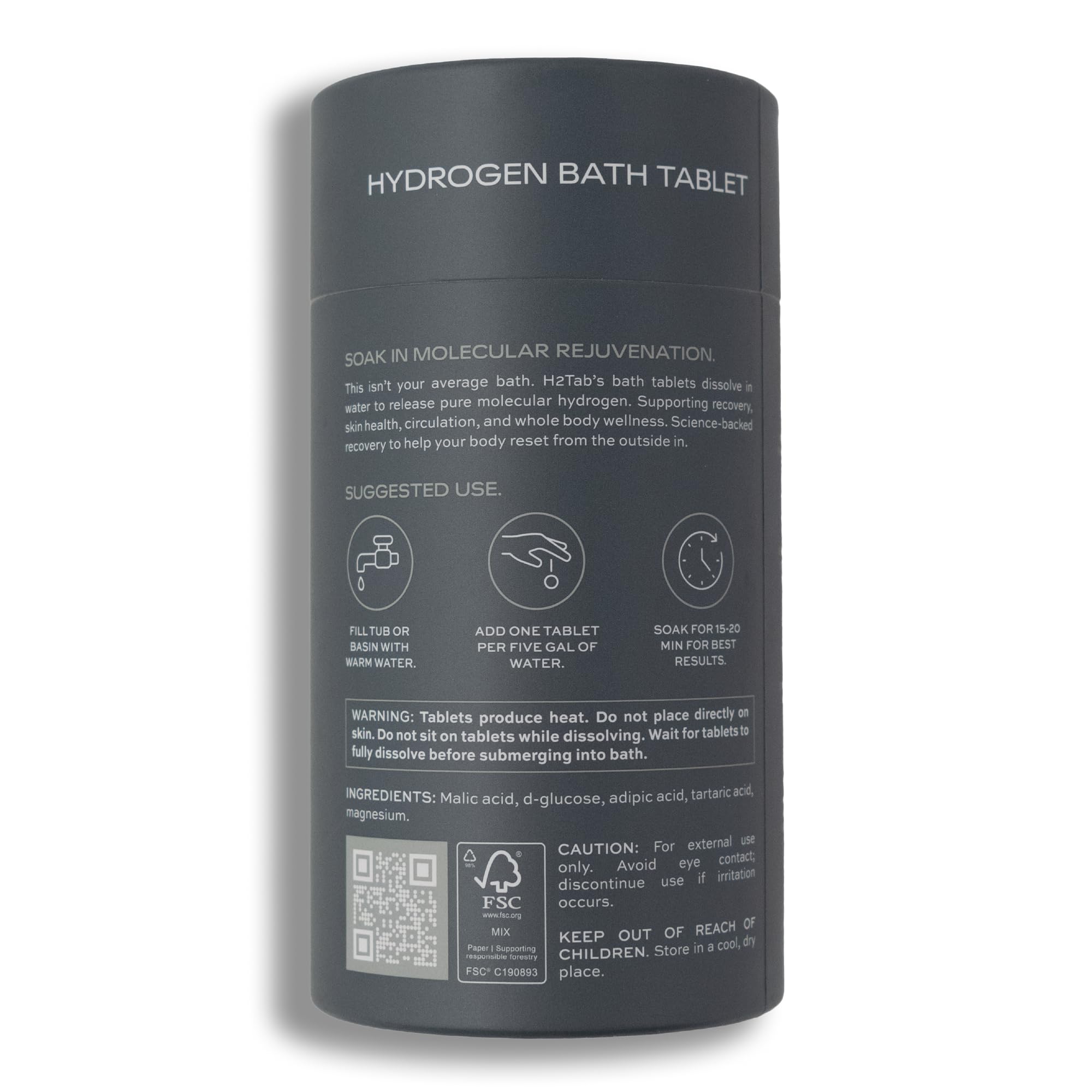 H2TAB hydrogen bath tablet boosts skin texture and vitality over time.