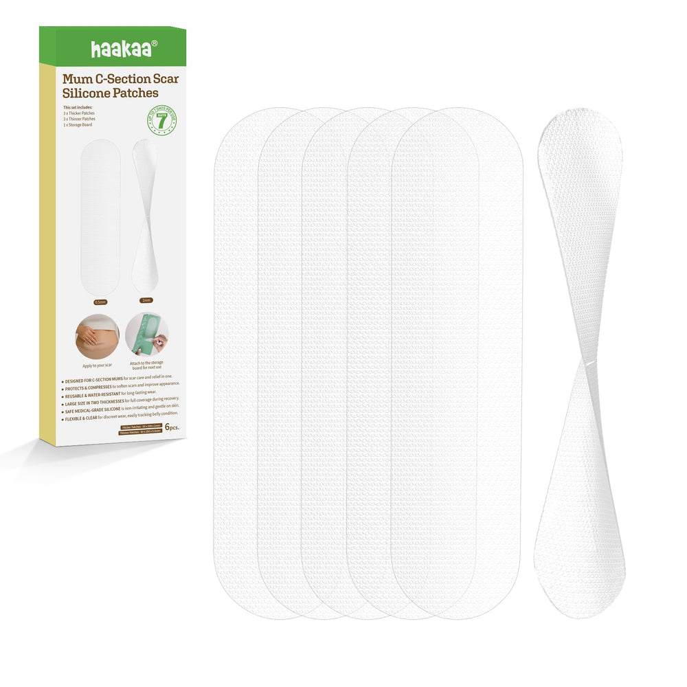 Haakaa C Section Scar Patches pack closeup showing soft silicone comfort for sensitive skin