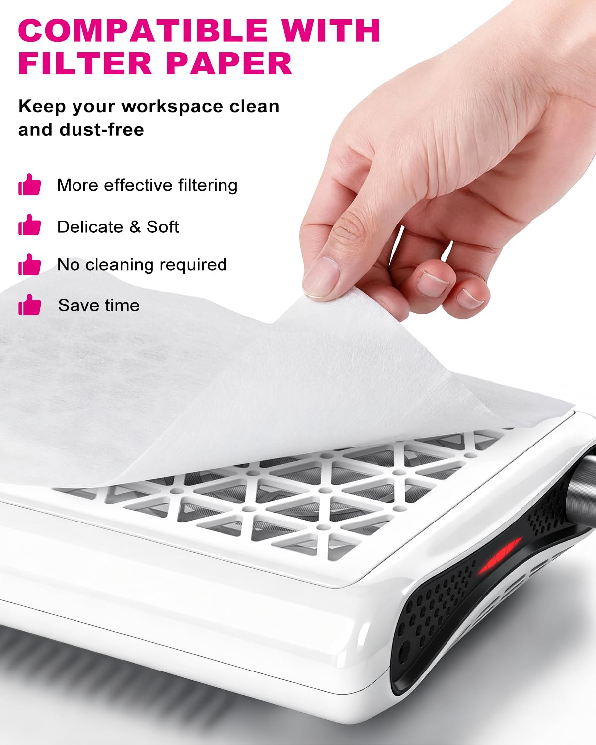 HACITECH Nail Dust Collector compact design fits tight workspaces and home studios.