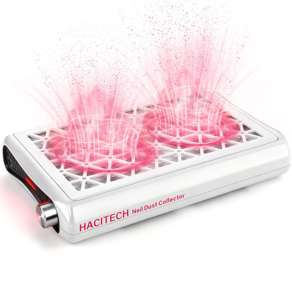 HACITECH Nail Dust Collector front view showing compact design for small studios.
