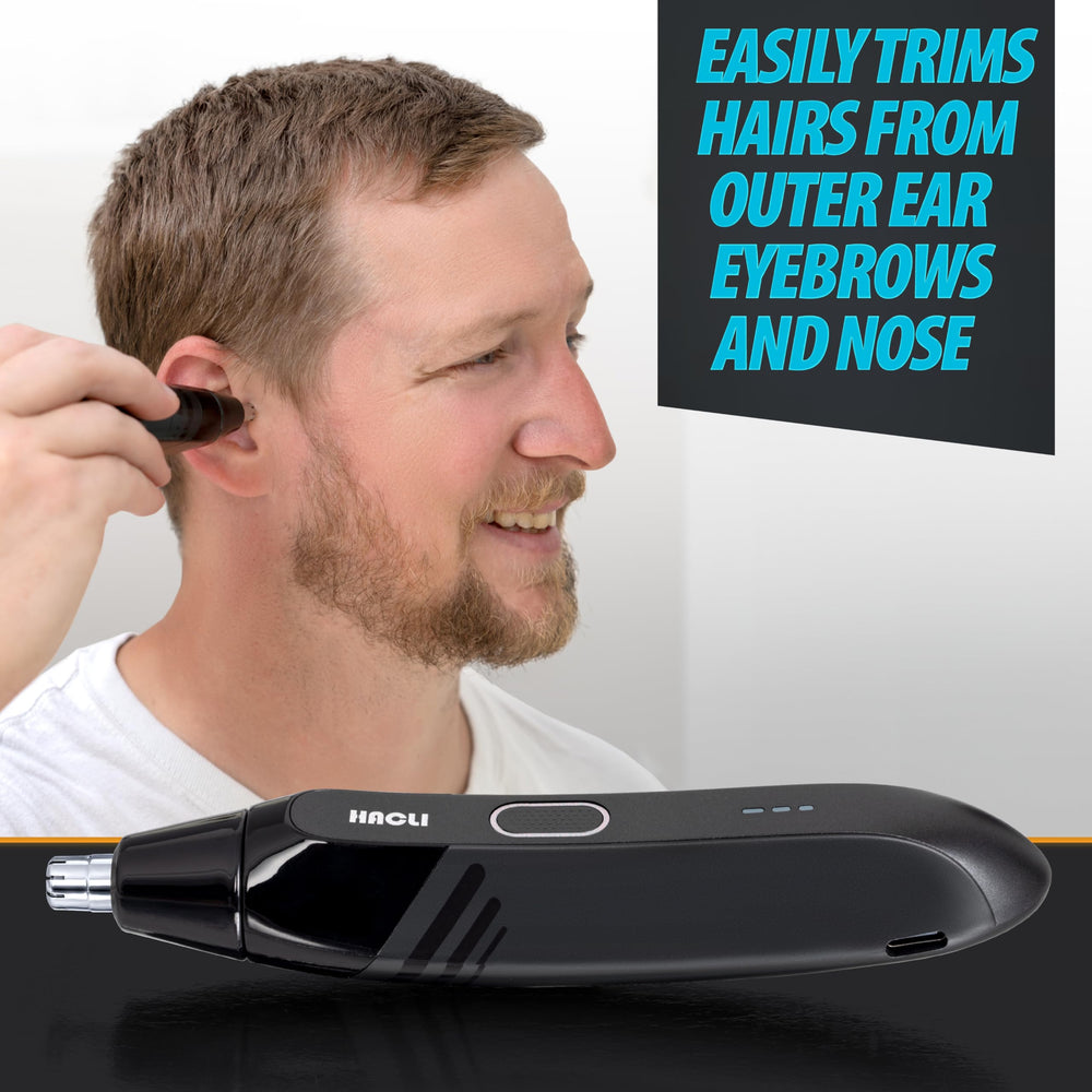 HACLI nose hair trimmer USB-C charging for convenient recharge on the go