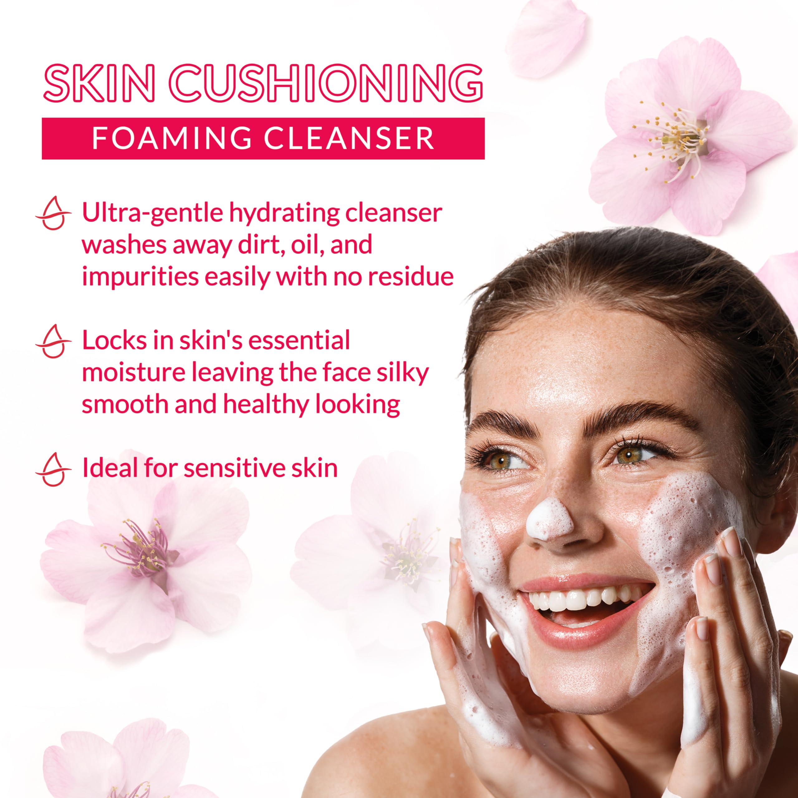 Hada Labo Tokyo Gentle Hydrating Cleanser foaming action creates a soft lather for sensitive skin.