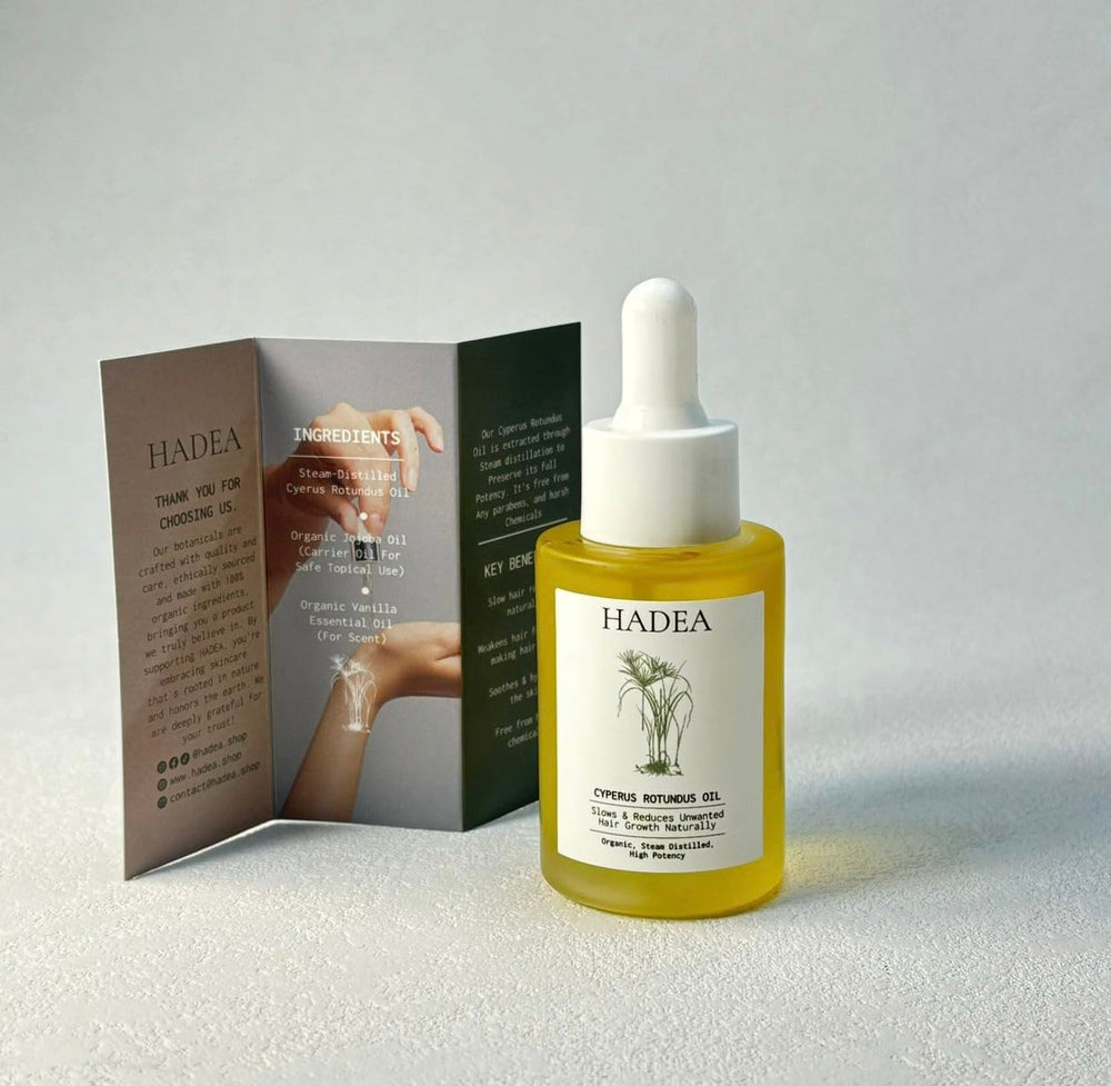 HADEA Cyperus Rotundus Oil steam-distillation process highlights purity.