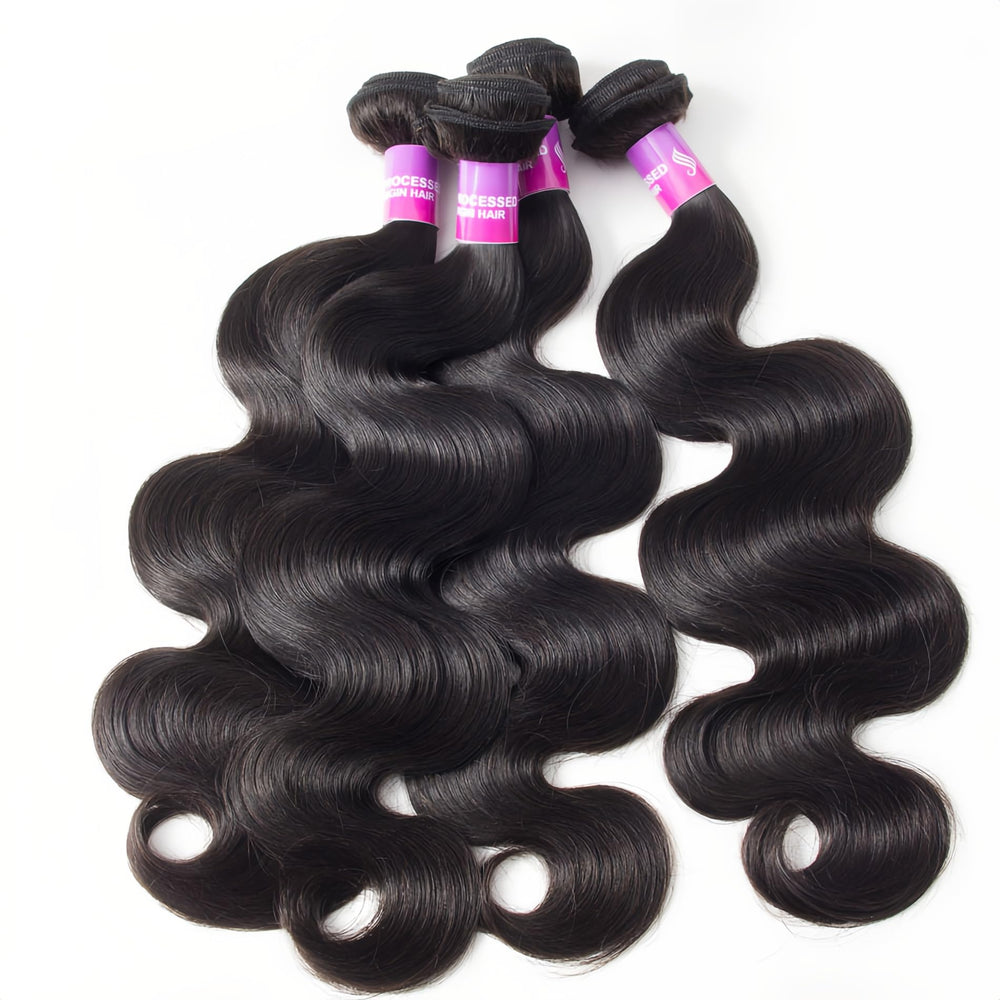Hailriss 12A Brazilian body wave bundles length 12in shows versatility for styling