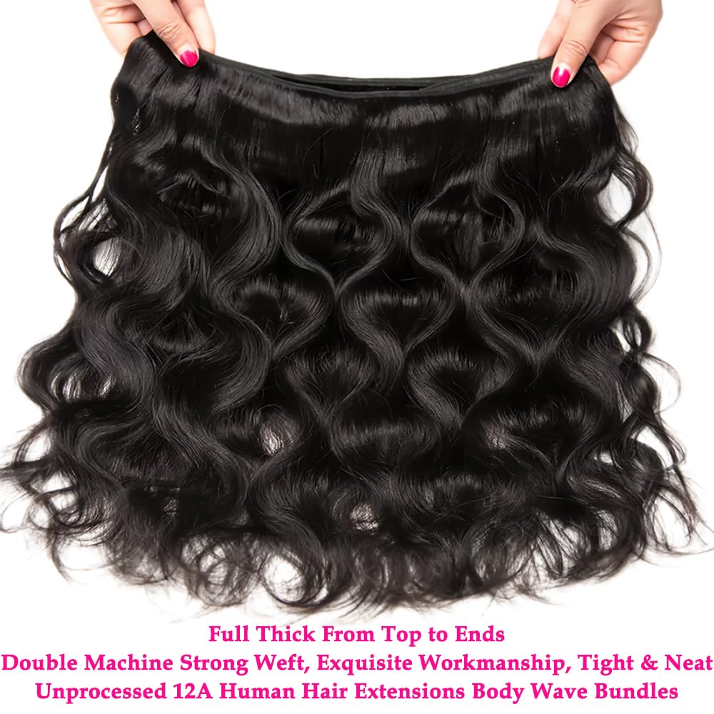 Hailriss 12A Brazilian body wave bundles length 24in offers dramatic length