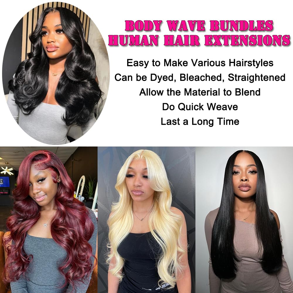 Hailriss 12A Brazilian body wave bundles natural black color helps seamless matching