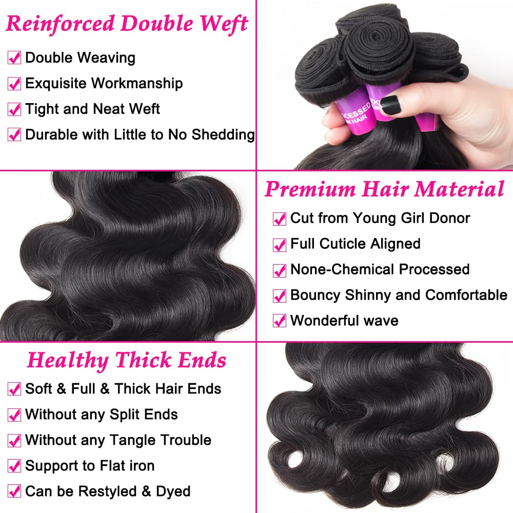 Hailriss 12A Brazilian body wave bundles weft closeup highlights strong double machine weave