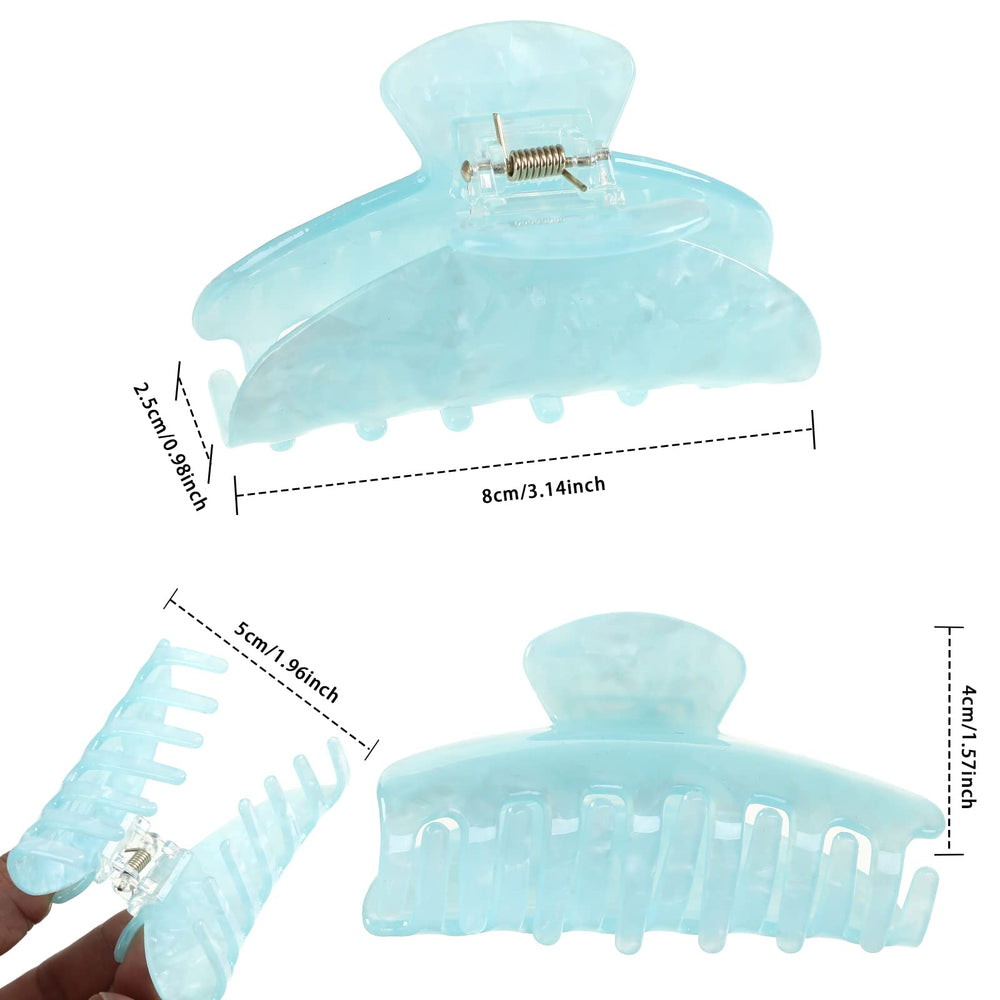 HAIMEIKANG 4Pcs large acrylic hair clip in white shell for everyday wear.