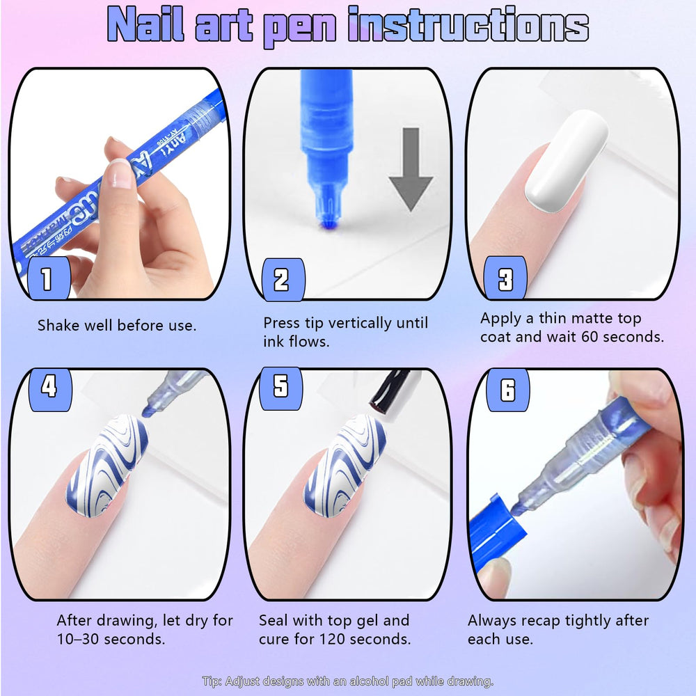 HAIOLORPRO fast-drying nail art pens in use on nails.