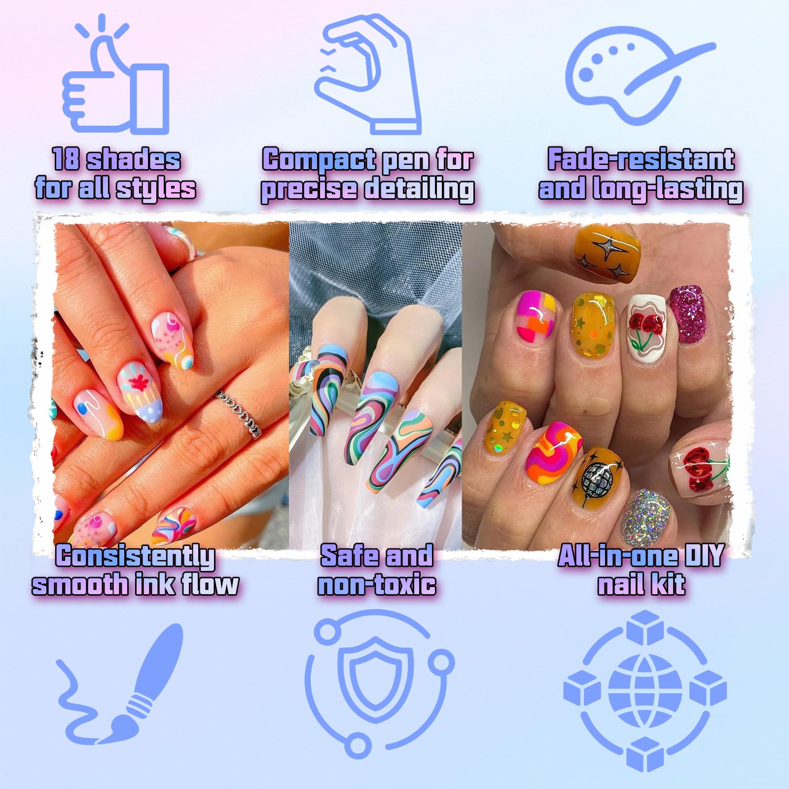 HAIOLORPRO home salon-ready nail art pens for do-it-yourself manicures.