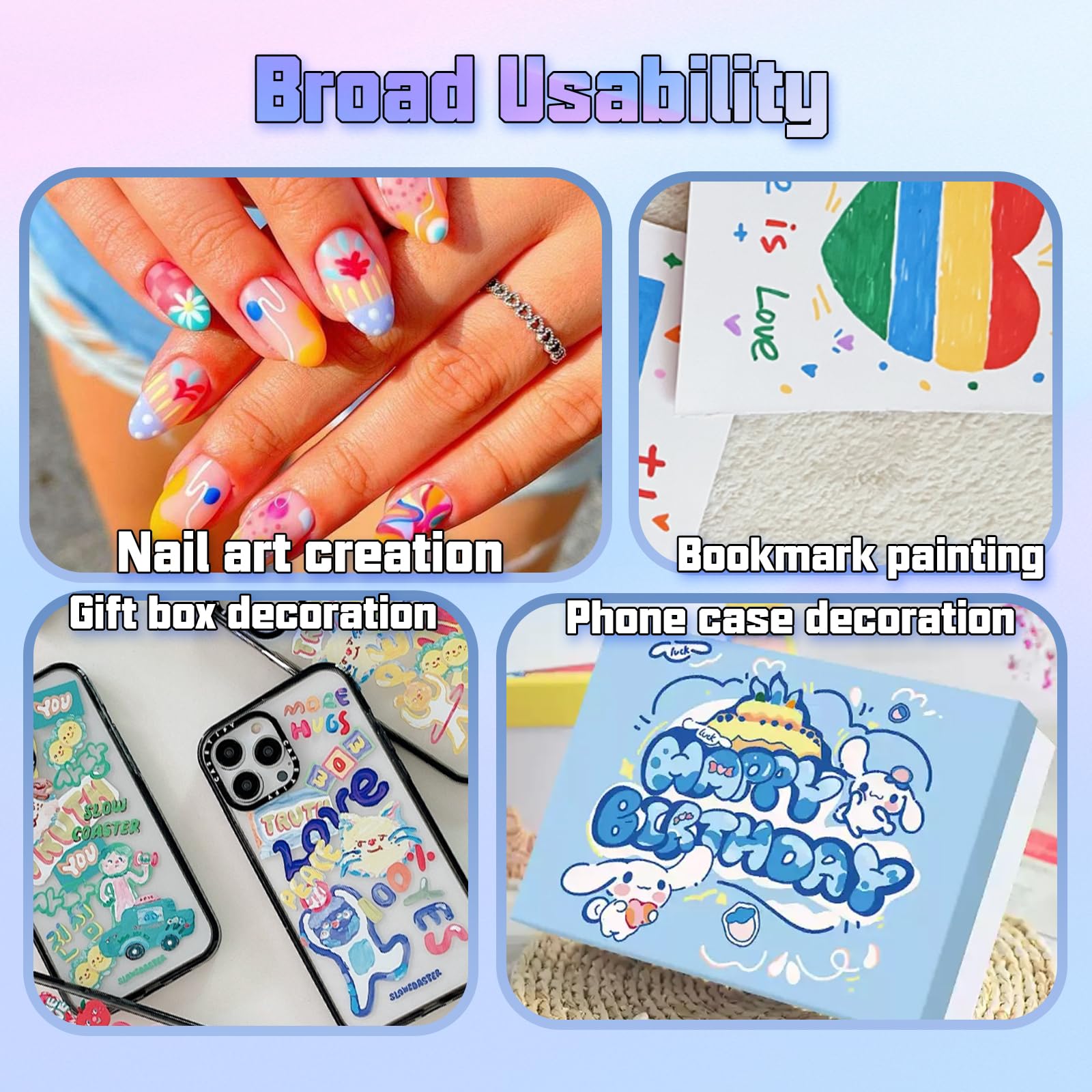 HAIOLORPRO versatile pens for nails and crafts like paper and glass.