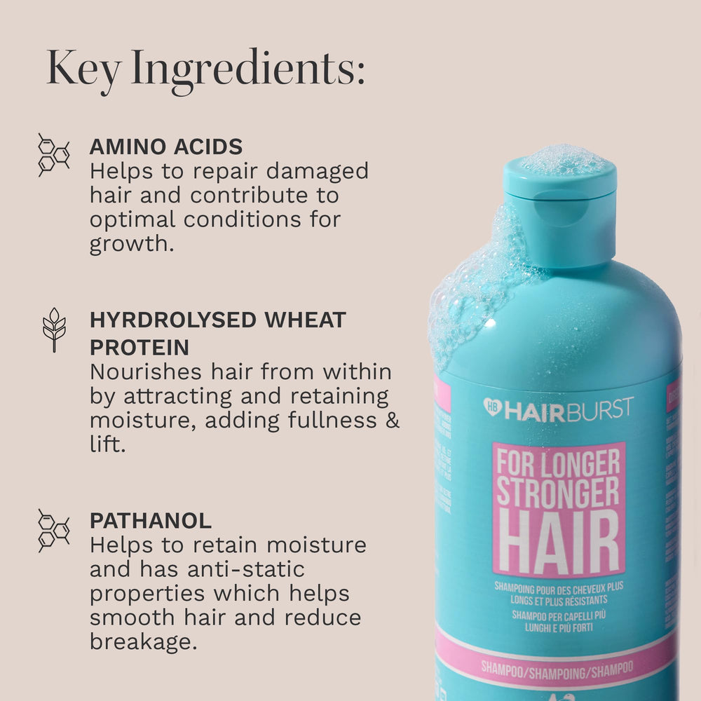 HAIR BURST conditioner rinse action shows detangling and smooth finish