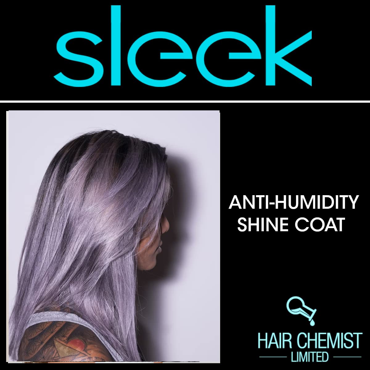 Hair Chemist SLEEK packaging-design showcases clean, compact 8-ounce bottle